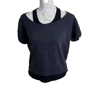 Fabletics Athletic Top & Tank Tasha double black and gray Women's Small